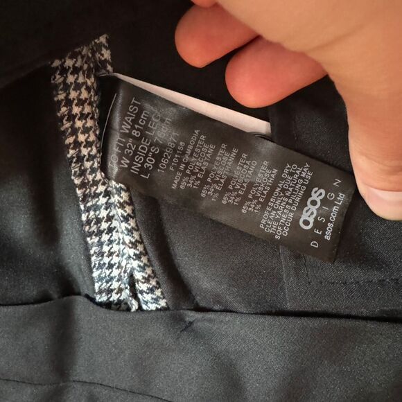 Men's Tapered Cropped Pants Gray Check Formal Business Casual Size 32 - Picture 5 of 5